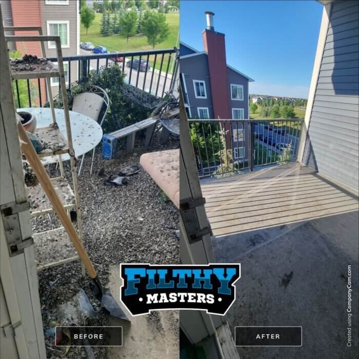 before and after bird dropping clean up