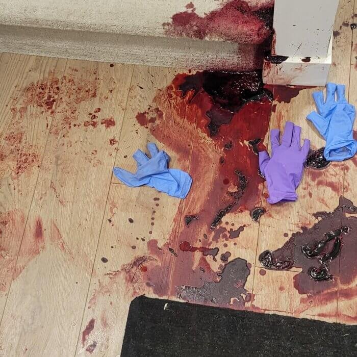 Blood clean up after a crime scene or accident this photo is before Filthy Masters cleaned the area